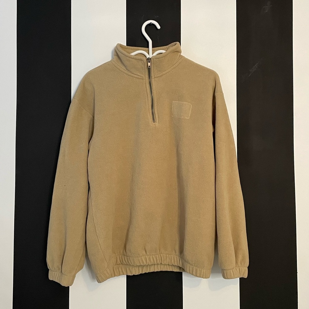 Beige half zip up hoodie
